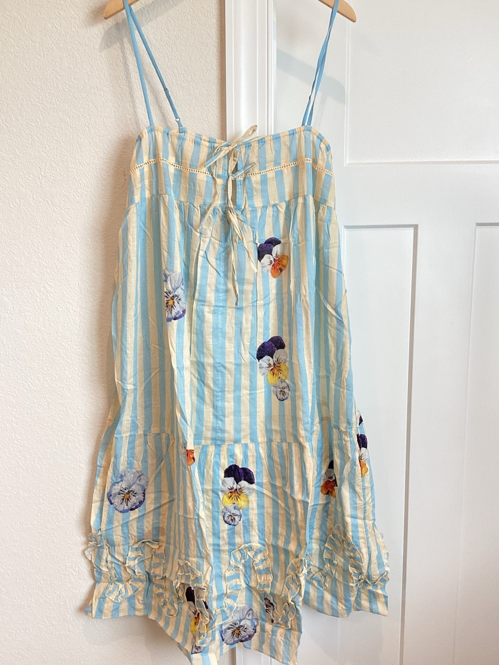 Anthropologie Nap Dress LyreBird Night Gown New Small Blue Pansy - Picture 4 of 9